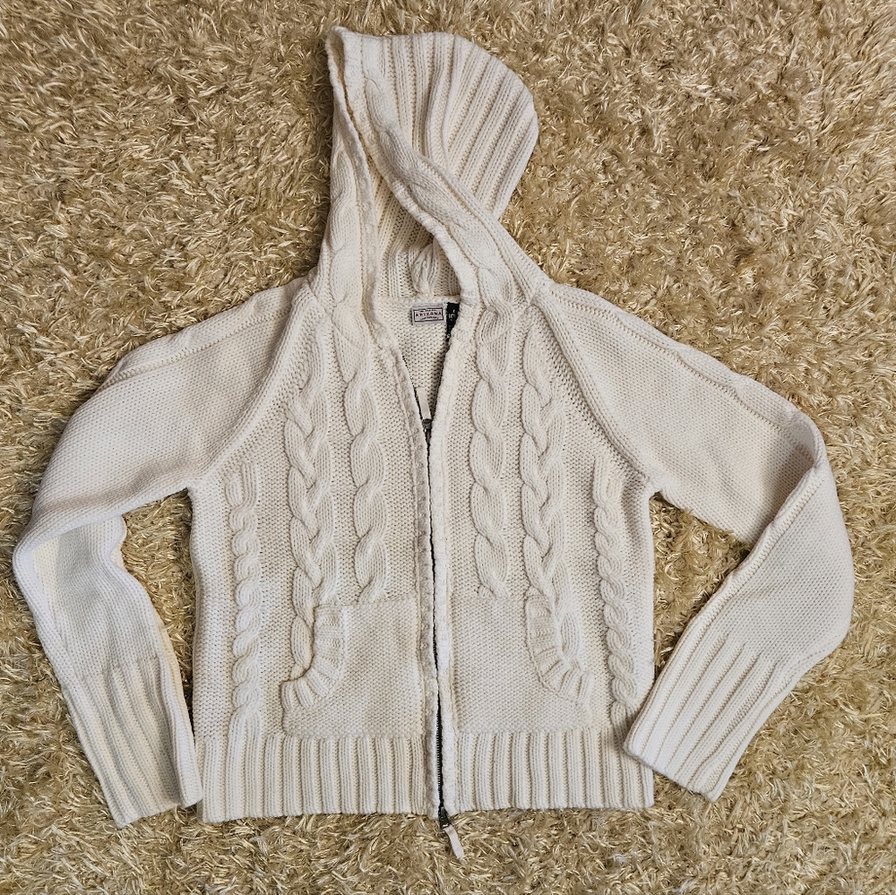 Arizona Cream Cable Knit Hooded Sweater